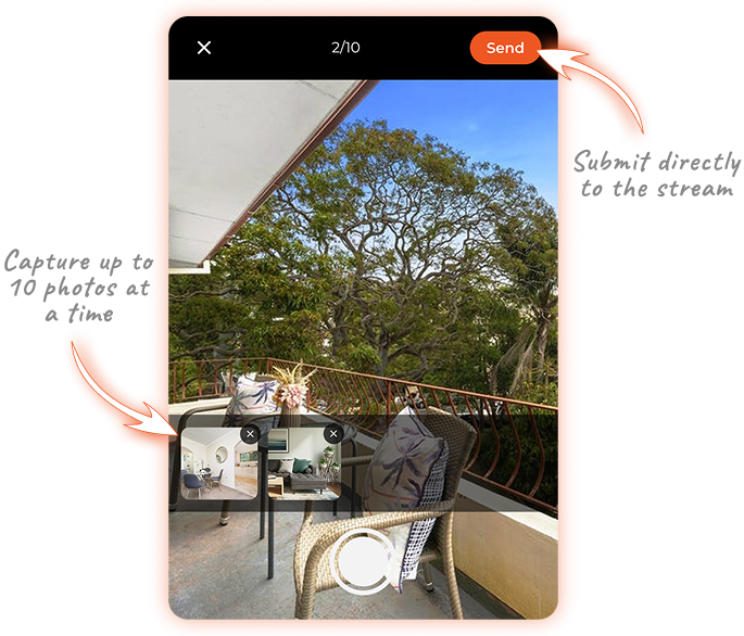 Integrated camera view with photo capture interface
